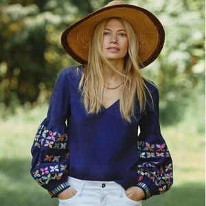 Anthropologie Sonja Embroidered Blouse